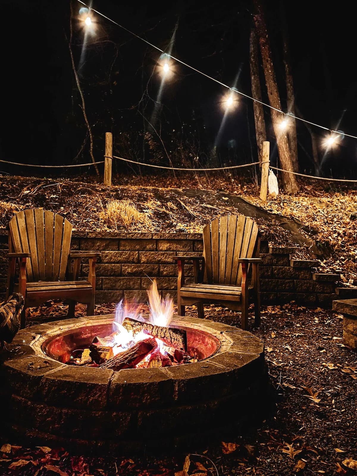Cozy fire pit at night